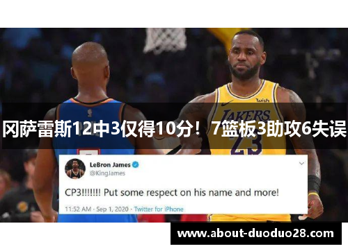 冈萨雷斯12中3仅得10分！7篮板3助攻6失误